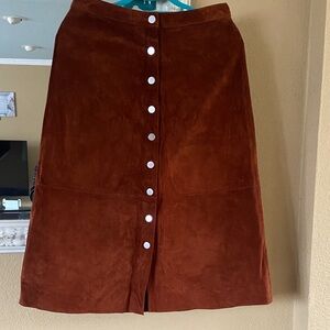 Diane Von Furstenberg suede Rich Brown A-Line Skirt